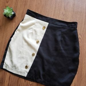 SHEIN Faux Button Up Color Block Mini Skirt
